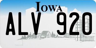 IA license plate ALV920