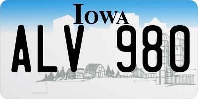 IA license plate ALV980