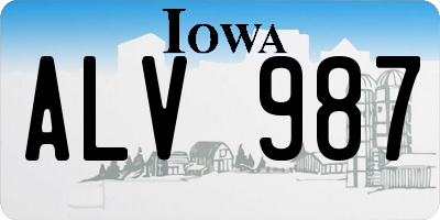 IA license plate ALV987