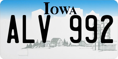 IA license plate ALV992