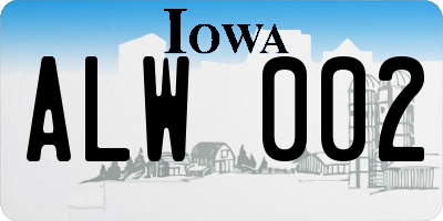 IA license plate ALW002