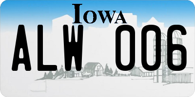 IA license plate ALW006