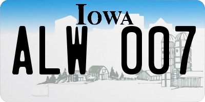 IA license plate ALW007