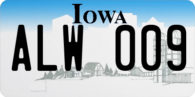 IA license plate ALW009