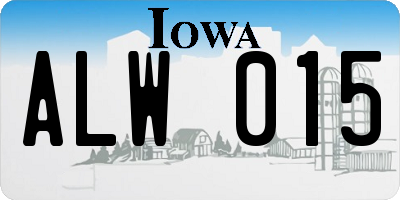 IA license plate ALW015