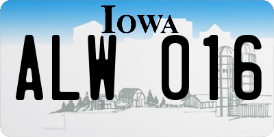 IA license plate ALW016