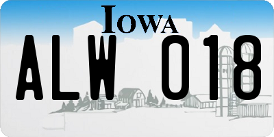 IA license plate ALW018