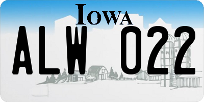 IA license plate ALW022
