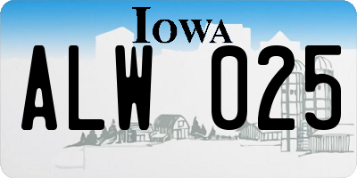 IA license plate ALW025