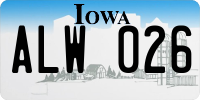 IA license plate ALW026