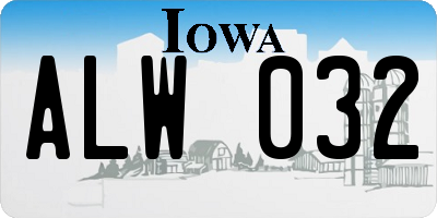 IA license plate ALW032