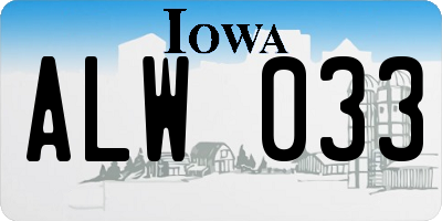 IA license plate ALW033