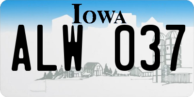 IA license plate ALW037