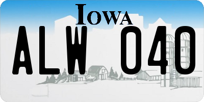 IA license plate ALW040