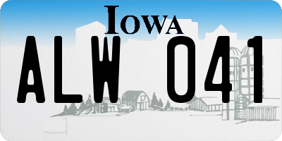 IA license plate ALW041