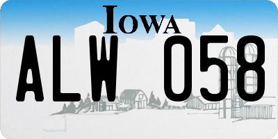 IA license plate ALW058