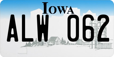 IA license plate ALW062