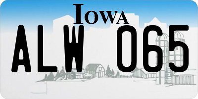 IA license plate ALW065