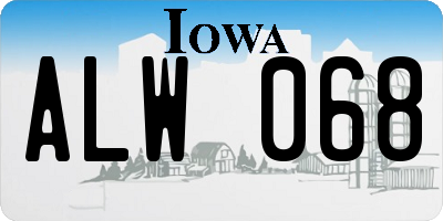 IA license plate ALW068