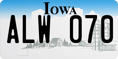 IA license plate ALW070