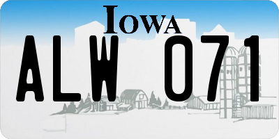 IA license plate ALW071