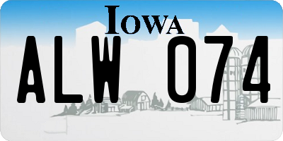 IA license plate ALW074
