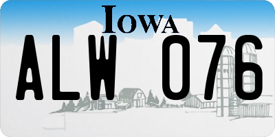 IA license plate ALW076
