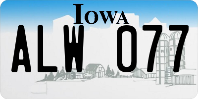 IA license plate ALW077