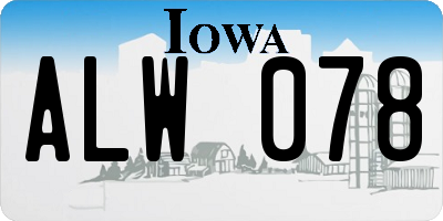 IA license plate ALW078