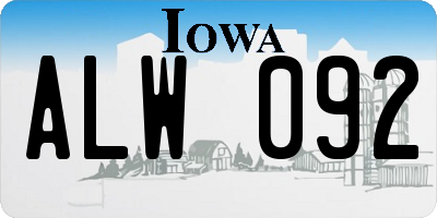 IA license plate ALW092