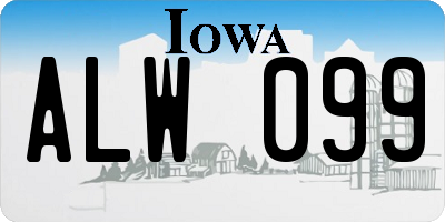 IA license plate ALW099