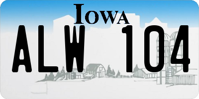 IA license plate ALW104