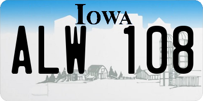 IA license plate ALW108