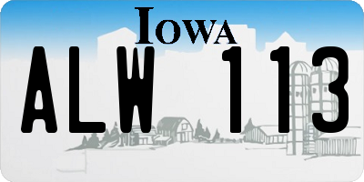 IA license plate ALW113