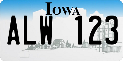 IA license plate ALW123