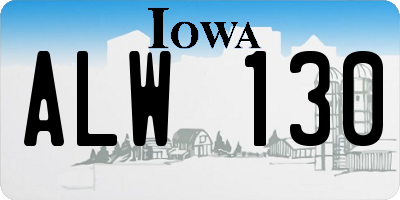 IA license plate ALW130