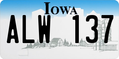 IA license plate ALW137