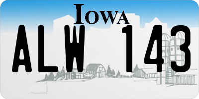 IA license plate ALW143
