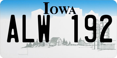 IA license plate ALW192