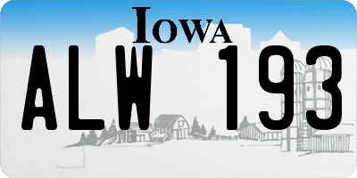 IA license plate ALW193