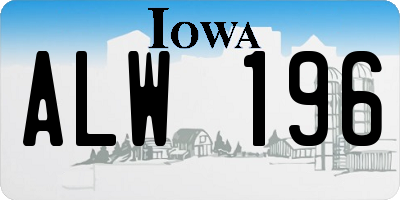 IA license plate ALW196
