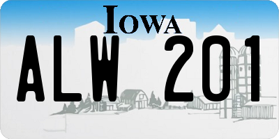 IA license plate ALW201