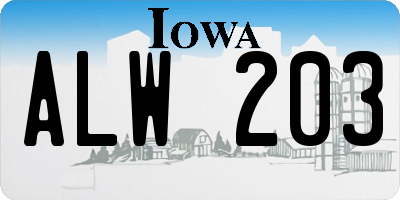 IA license plate ALW203