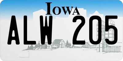 IA license plate ALW205
