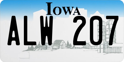 IA license plate ALW207