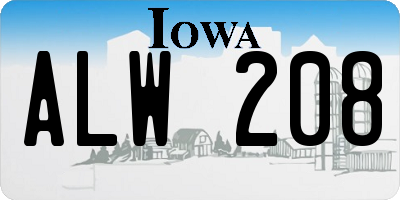 IA license plate ALW208