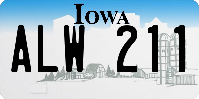 IA license plate ALW211
