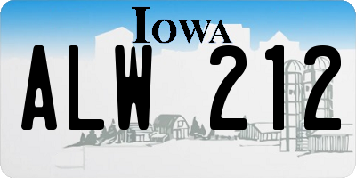 IA license plate ALW212