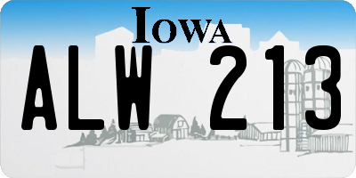 IA license plate ALW213