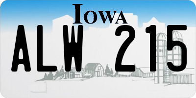 IA license plate ALW215